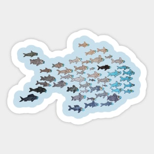 Return to school of fish Sticker